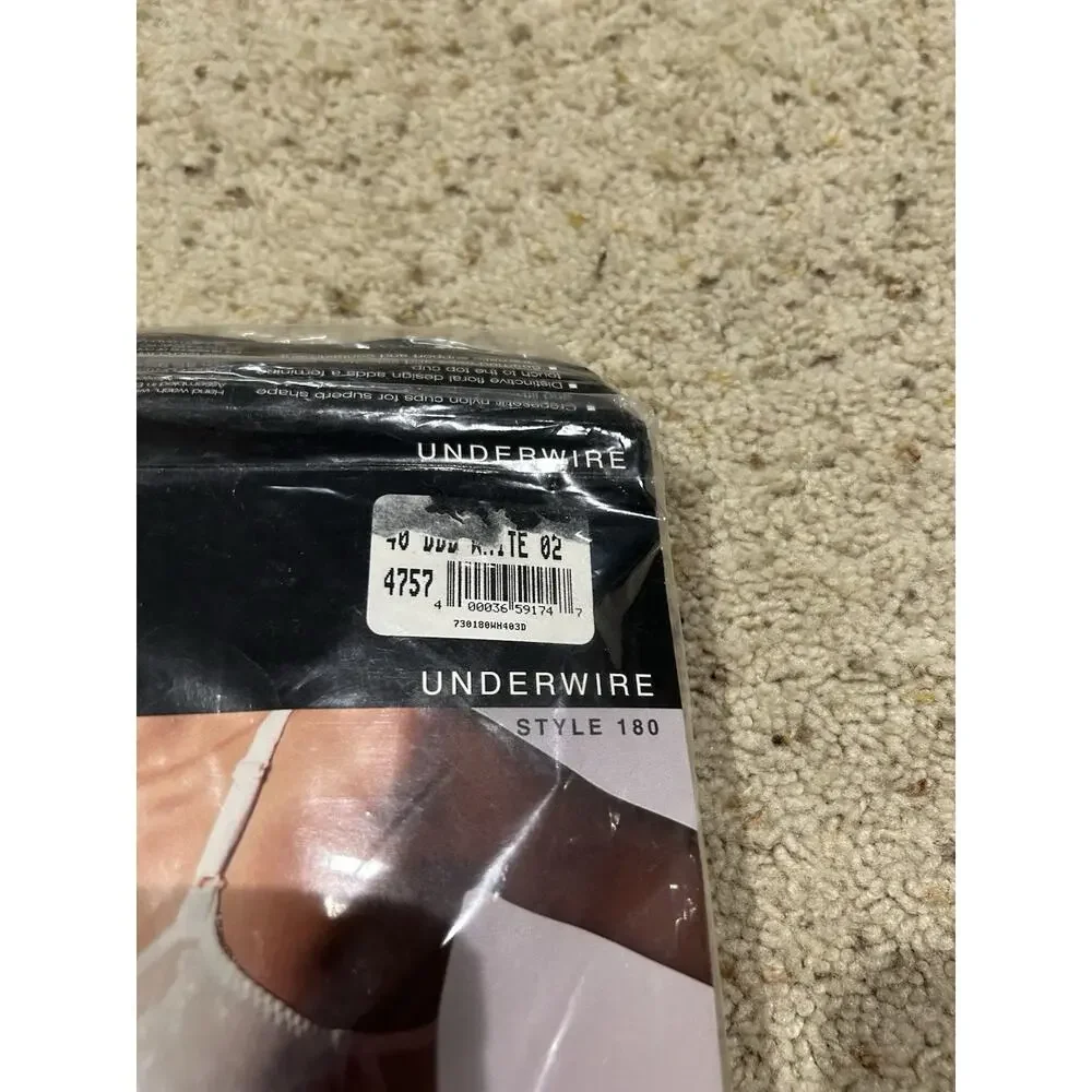 NOS Vtg Flower BALI 40DDD BRA Soft Cup Underwire #180 Feminine WHITE New F25